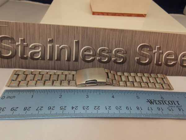 Steel Watchband/Bracelet 22mm Heavy Solid Linked w/Push Button Buckle.