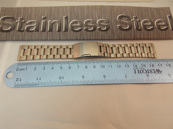 Steel Watchband/Bracelet 22mm Heavy Solid Linked w/Push Button Buckle.