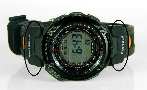 Casio Watch Parts PRG-110 G-1V 6H Side Loop Thru Lug Protrek Orange Print