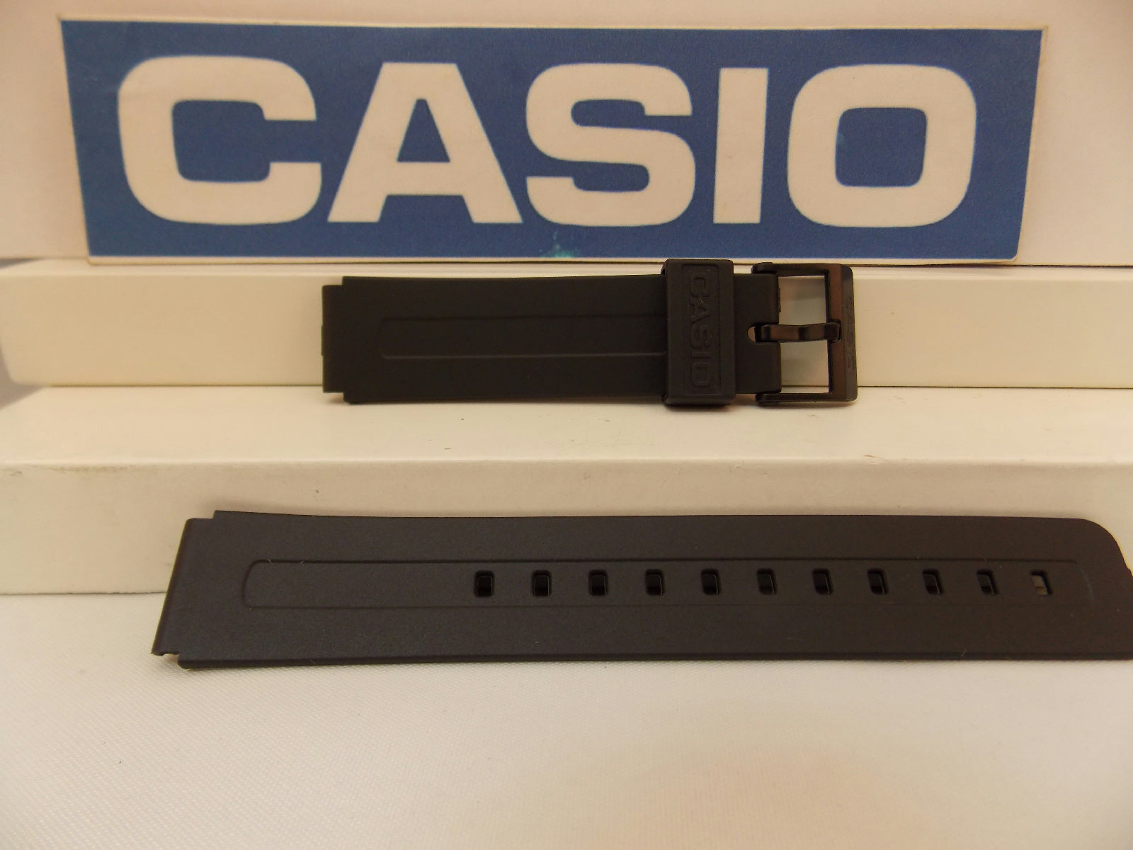 Casio watchband MW-59, MW-60 16mm Black Rubber . Original Watchband