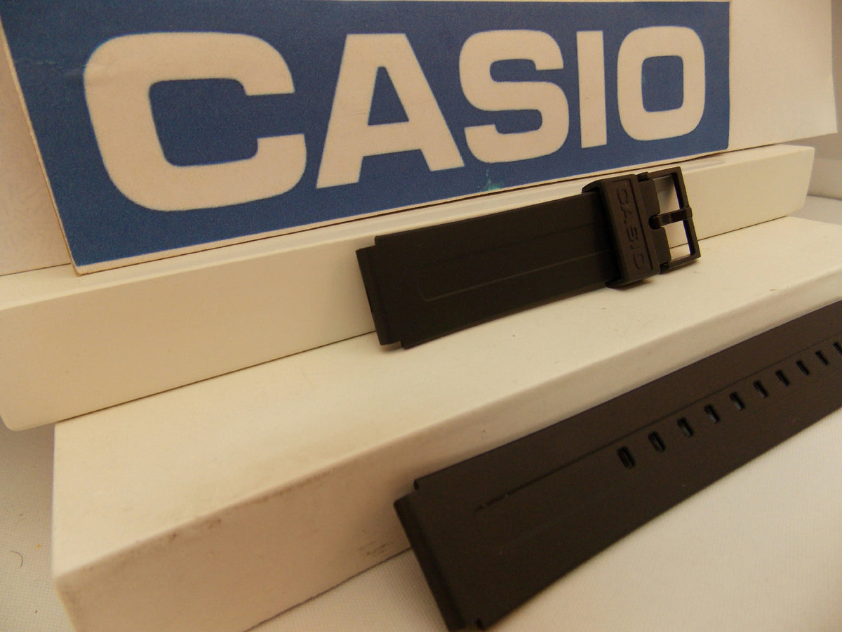 Casio Watchband MW-59, MW-60 16mm Black Rubber Strap. Original Watchband