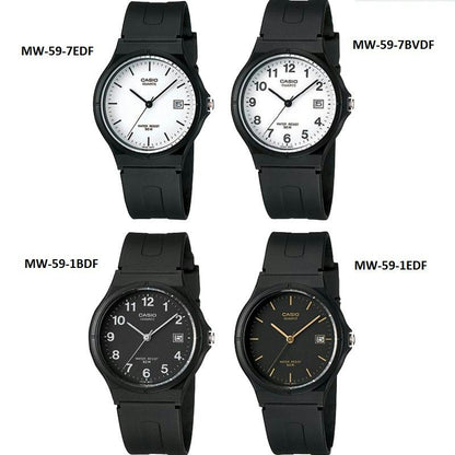 Casio Watchband MW-59, MW-60 16mm Black Rubber Strap. Original Watchband