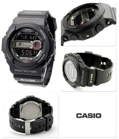 Casio watchband GLX-150 -1 G-Lide Tide Graph Black Rubber . Watchband