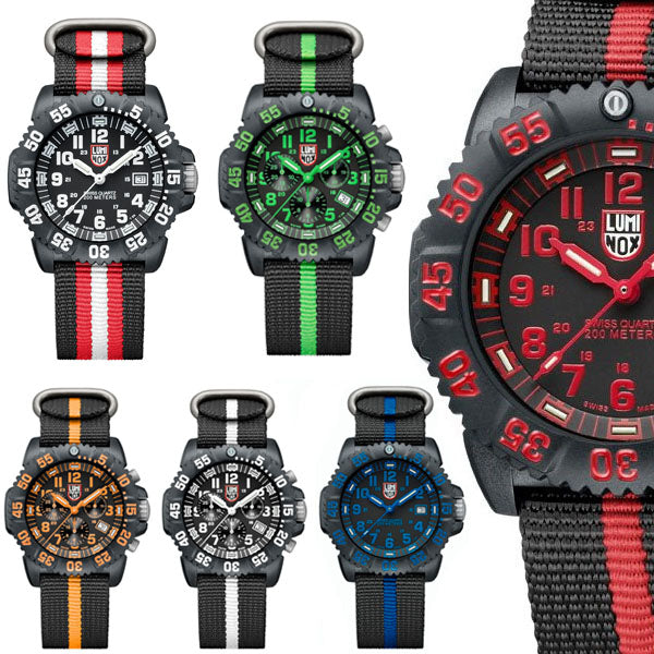 Luminox Watchband Regimental Stripe.Black/White 23mm w/ Gun Metal Hardware.