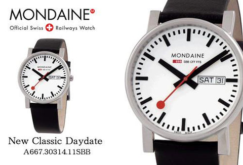 Mondaine Swiss Railways Watch A667.30314.11SBB Classic Day/Date.New/Box/Warranty