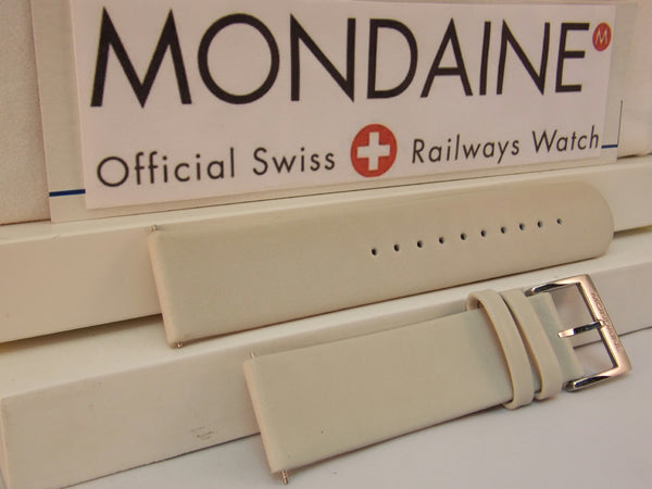 Mondaine Swiss Railways watchband 20mm Cream/Bone/Creme Leather  w/Pins