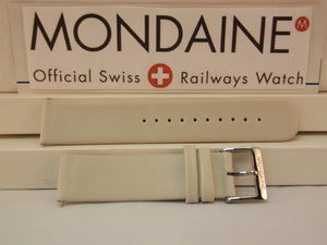 Mondaine Swiss Railways watchband 20mm Cream/Bone/Creme Leather  w/Pins