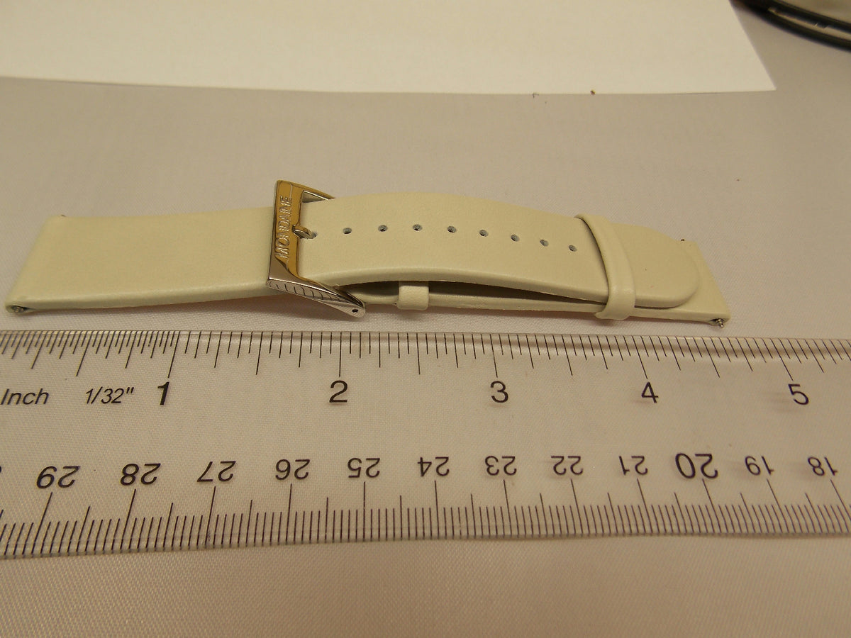 Mondaine Swiss Railways watchband 20mm Cream/Bone/Creme Leather  w/Pins