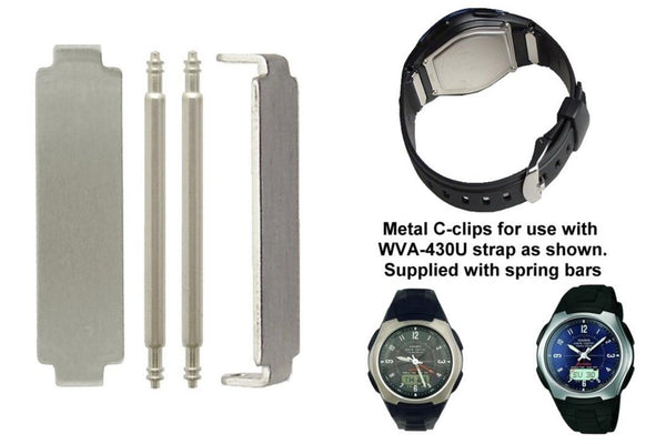 Casio Watch Parts WVA-430 Attaching Clips and Spring Bars - One Pair