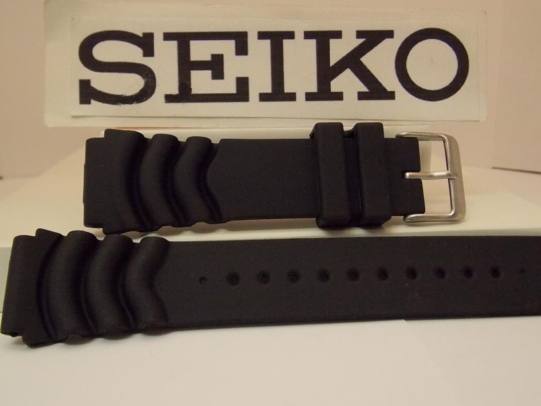 Seiko WatchBand SNZG49 22mm Black Resin Divers Original Watchband/