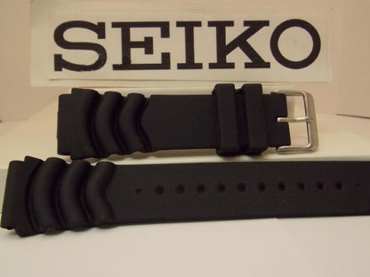 Seiko WatchBand SNZG49 22mm Black Resin Divers Original Watchband/