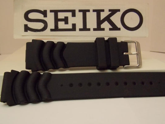 Seiko WatchBand SNZG49 22mm Black Resin Divers Original Watchband/
