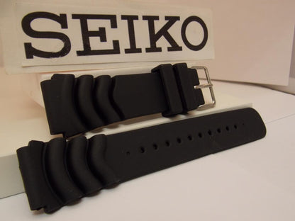 Seiko WatchBand SNZG49 22mm Black Resin Divers Original Watchband/
