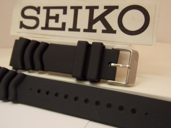 Seiko WatchBand SNZG49 22mm Black Resin Divers Original Watchband/