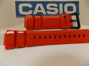 Casio watchband WS-220 -4AV Orange Resin Watchband /  Black Buckle