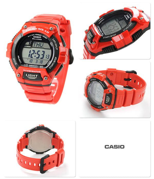 Casio watchband WS-220 -4AV Orange Resin Watchband /  Black Buckle