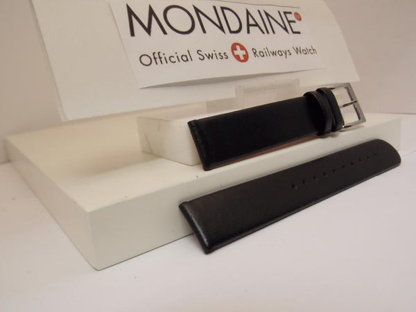 Mondaine Swiss Railways watchband FE3116.21Q 16mm Black Leather  Red Back