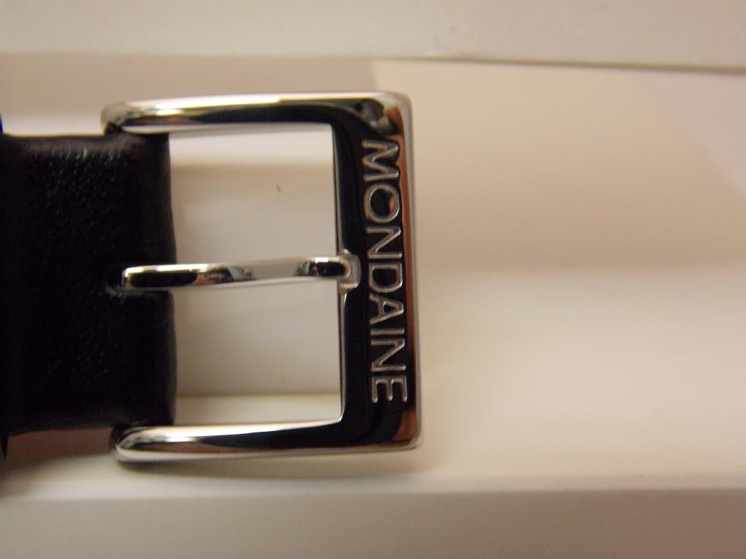 Mondaine Swiss Railways watchband FE3116.21Q 16mm Black Leather  Red Back
