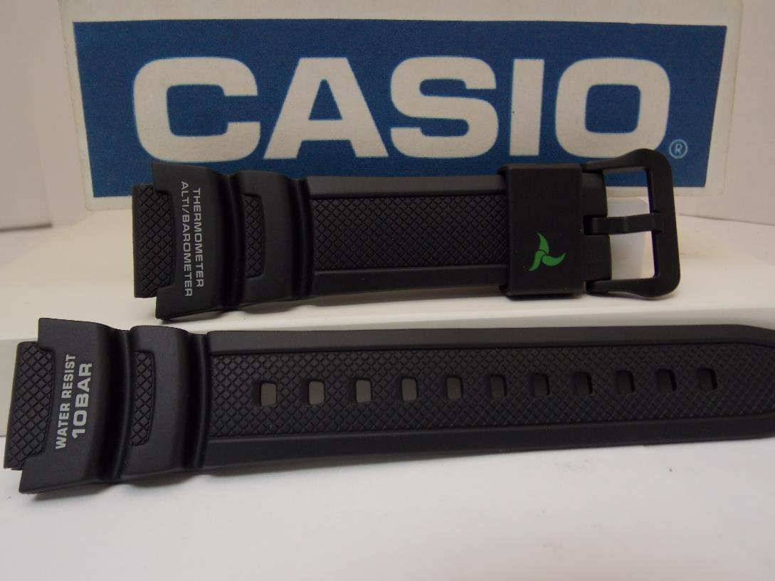 Casio Watchband SGW-450H-1A Black Resin Strap Green/White Altimeter Barometer
