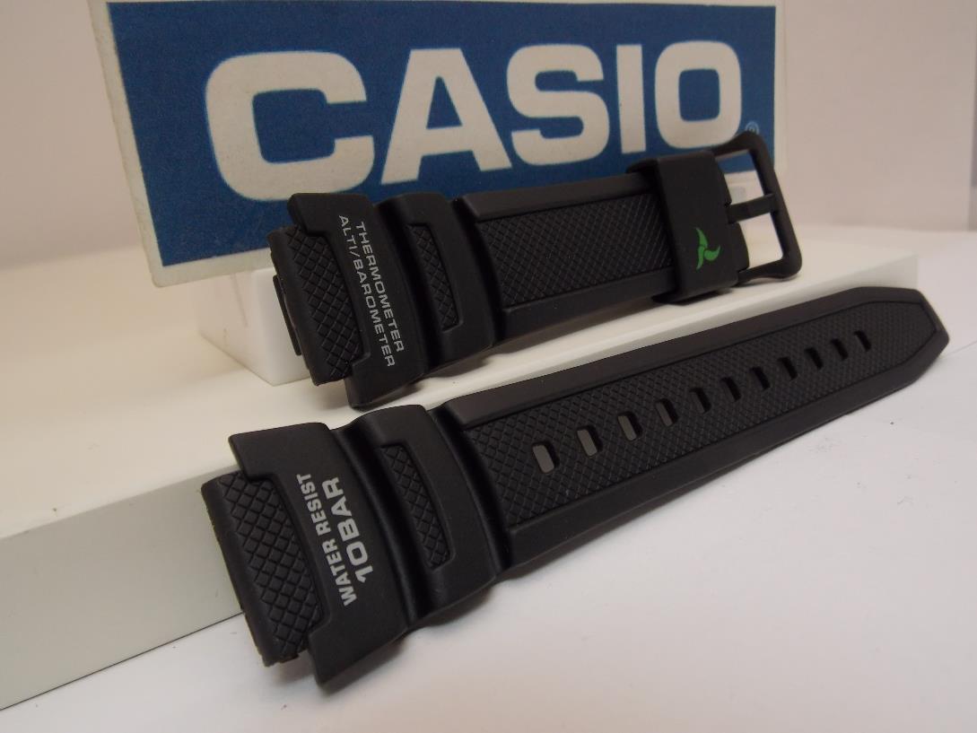 Casio Watchband SGW-450H-1A Black Resin Strap Green/White Altimeter Barometer