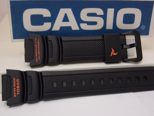 Casio Watchband SGW-450 H-2B Black Resin Strap w/Orange.For Altimeter Barometer