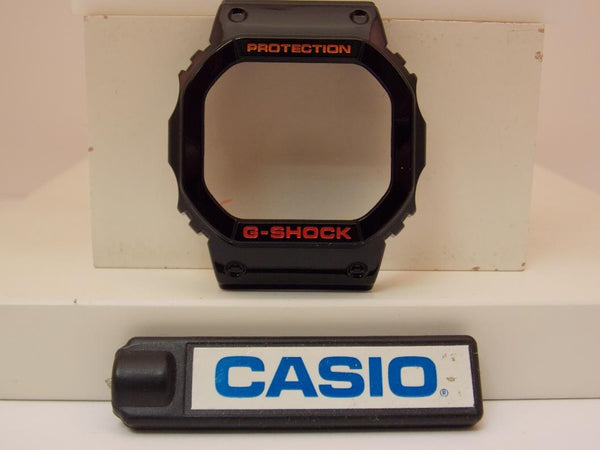 Casio Watch Parts GWX-5600 Bezel / Shell Shiny Black w/ Orange/Red Letters