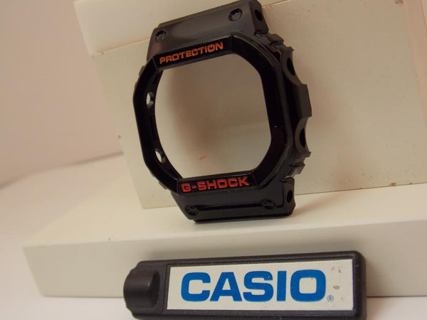 Casio Watch Parts GWX-5600 Bezel / Shell Shiny Black w/ Orange/Red Letters