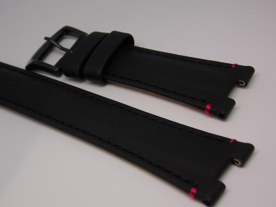 Citizen watchband AW1135 -01E. Original Black Leather  w/ Logo Buckle