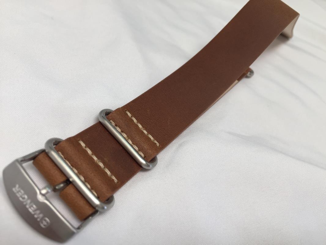 Wenger watchband 22mm Brown One Piece Wrap Around Leather  for 01.1041.13