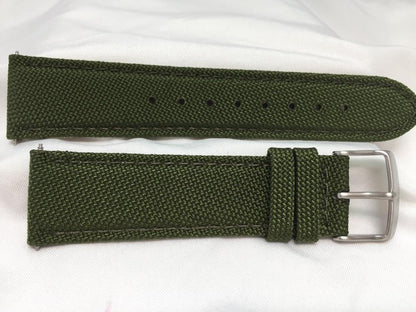 Wenger watchband 22mm Green Fabric/Leather. Military Style Back Plate # 0341.10