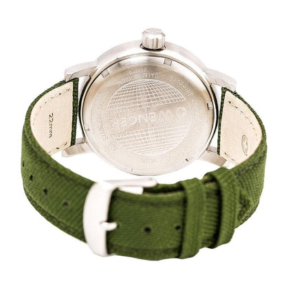 Wenger watchband 22mm Green Fabric/Leather. Military Style Back Plate # 0341.10