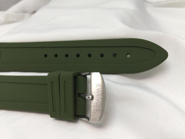 Wenger watchband 22mm Olive Silicone . Military Style Back Plate # 1341-10