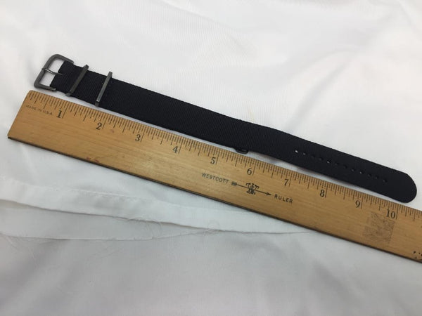 Seiko Original WatchBand SKA705. 22mm One Pc Wrap Around Nylon Blk Steel Keepers