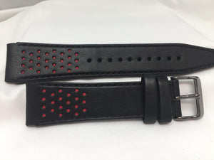 Seiko Original WatchBand SNKN45. LODP Z 22. 22mm Black/Red Leather  W/Pins.