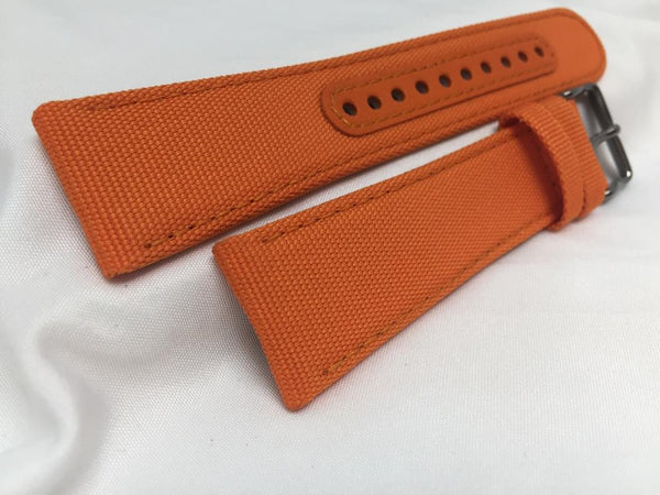 Seiko Original WatchBand SNKN39. LODN Z 24. 24mm Orange Fabric/Leather W/Pins.