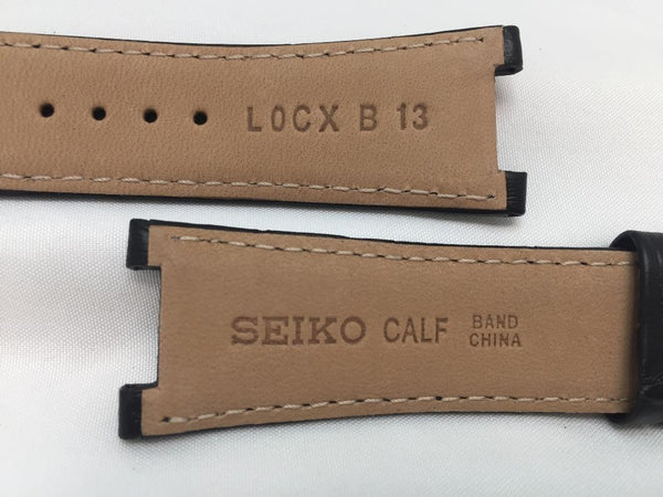 Seiko Original WatchBand SSC285. LOCX B 13. 24mm, 13mm Center Cut Black Leather
