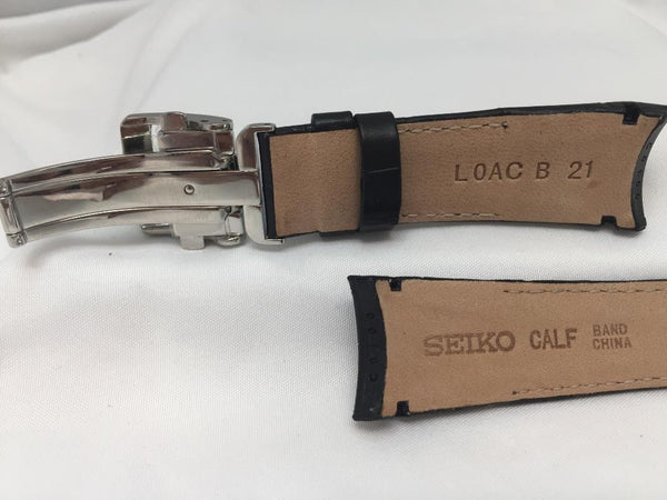 Seiko Original WatchBand Model SNE397 Band# LOAC B 21 Leather Outline Stitched