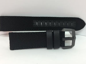 Luminox Watchband F-117 Leather. Black Nylon Weave Capped Topside. Leather Under
