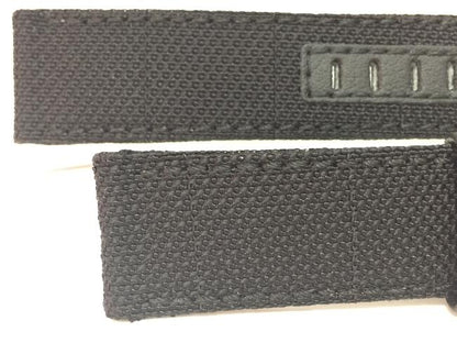 Luminox Watchband F-117 Leather. Black Nylon Weave Capped Topside. Leather Under