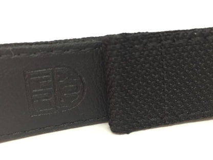 Luminox Watchband F-117 Leather. Black Nylon Weave Capped Topside. Leather Under