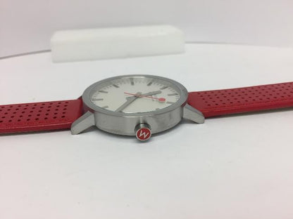 Mondaine Swiss Railways Watch.Perforated Red Leather  Mens A660.30360.16SBC