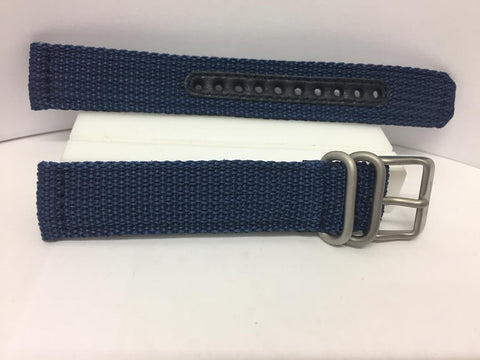 Seiko Watchband SNK807 18mm Blue Fabric Strap.Washable W/Pins Steel Bkle/Keepers