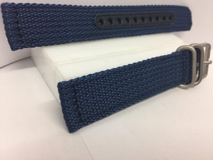 Seiko Watchband SNK807 18mm Blue Fabric .Washable W/Pins Steel Bkle/Keepers