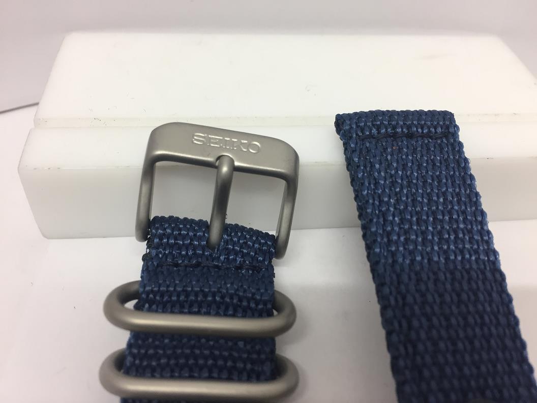 Seiko Watchband SNK807 18mm Blue Fabric .Washable W/Pins Steel Bkle/Keepers