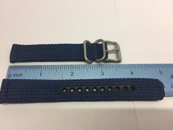 Seiko Watchband SNK807 18mm Blue Fabric .Washable W/Pins Steel Bkle/Keepers