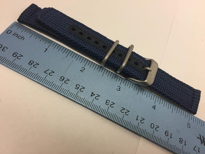 Seiko Watchband SNK807 18mm Blue Fabric .Washable W/Pins Steel Bkle/Keepers