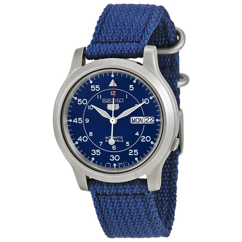 Seiko Watchband SNK807 18mm Blue Fabric .Washable W/Pins Steel Bkle/Keepers
