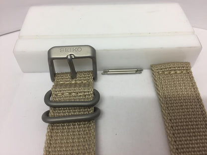 Seiko Watchband SNK803 18mm Military Khaki Fabric Washable  w/Steel Hardwre