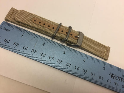 Seiko Watchband SNK803 18mm Military Khaki Fabric Washable  w/Steel Hardwre