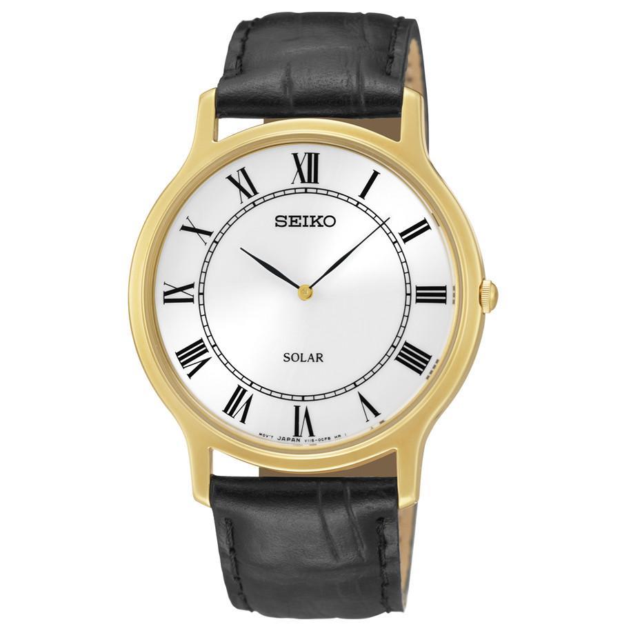Seiko Watch SUP304. Ladies Elegant EZ Reader.Solar.Black Roman #'s White Dial.